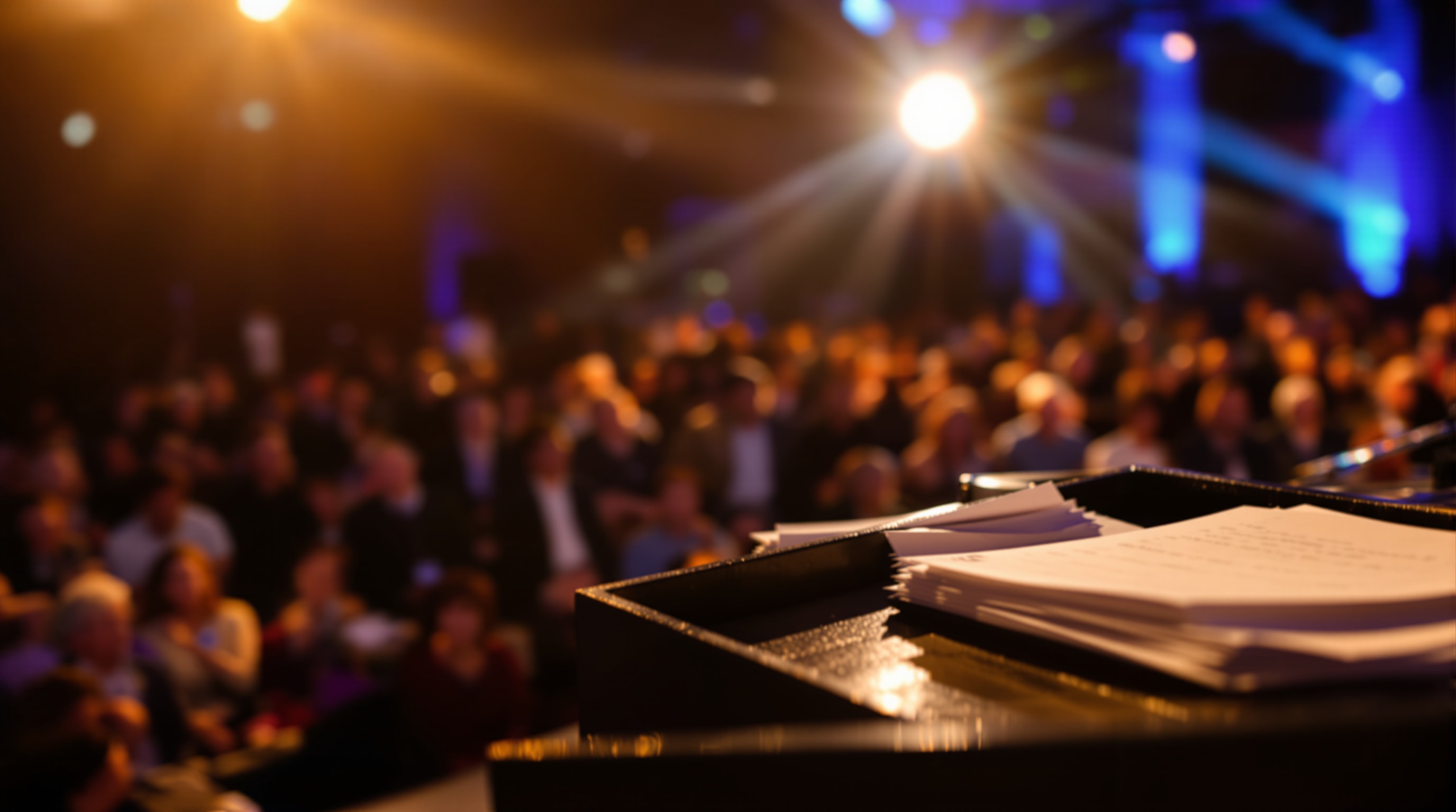 Note cards on a lectern before a speech