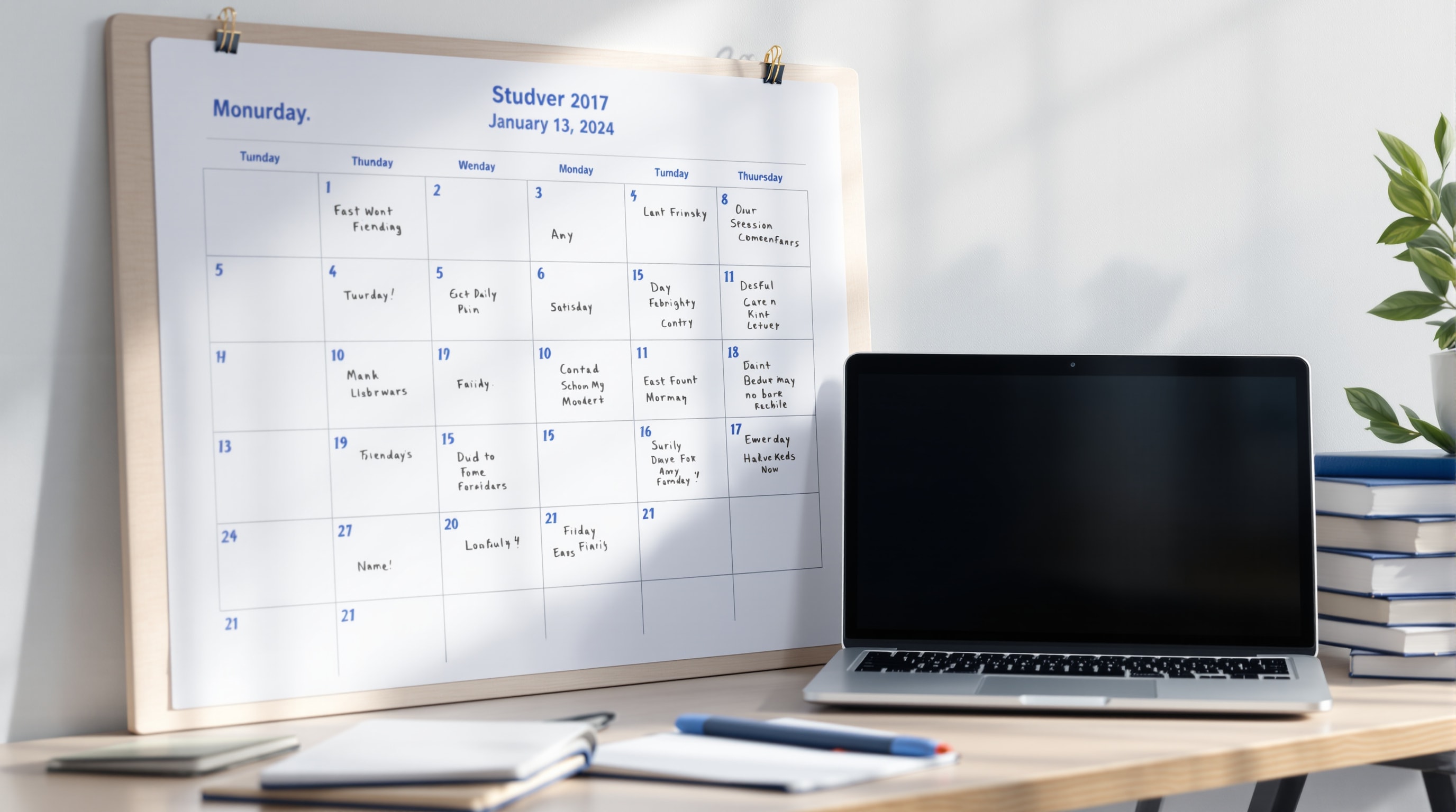 A study planner mapping out a term paper schedule